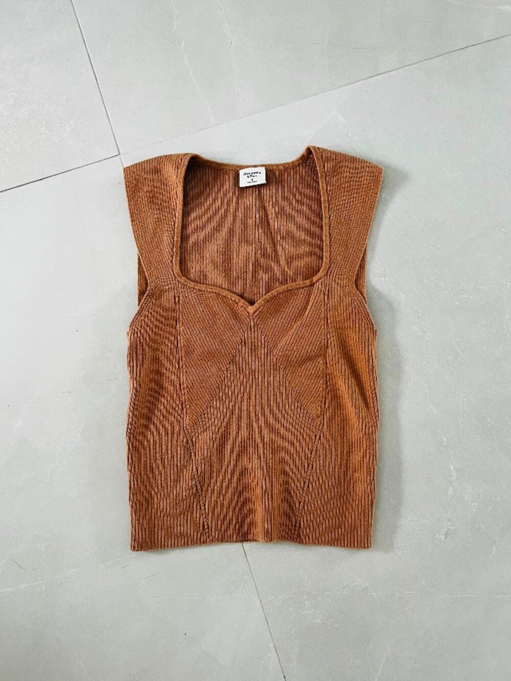 Abercrombie & Fitch Terracotta Knit Sweetheart Corset Top (Size S)